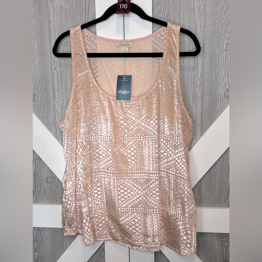 New LUCKY Brand Velvet Textured Blush/Peach Tank XL